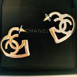 Chanel heart hoops